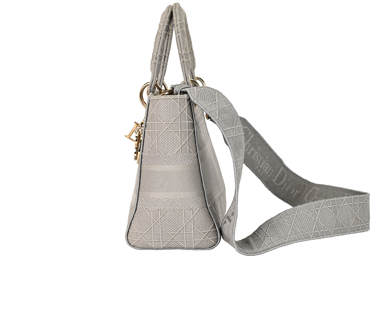 Medium Lady D-Lite Bag, &pound;2,300, Handbags, Grey, Canvas, Bottom view